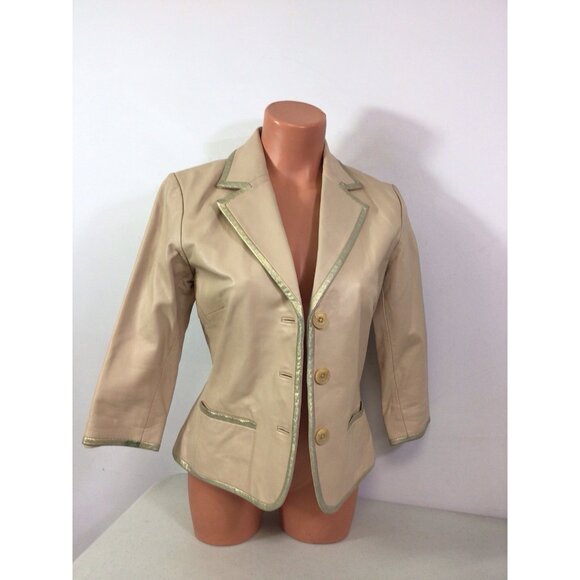 Margaret Godfrey Leather Jacket Blazer Womens 6 - Picture 3 of 8